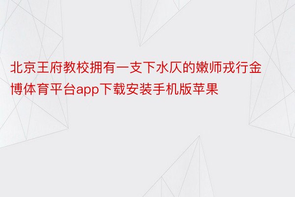 北京王府教校拥有一支下水仄的嫩师戎行金博体育平台app下载安装手机版苹果