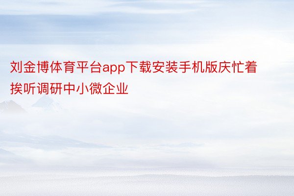 刘金博体育平台app下载安装手机版庆忙着挨听调研中小微企业