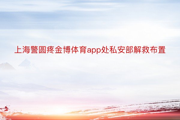 上海警圆疼金博体育app处私安部解救布置