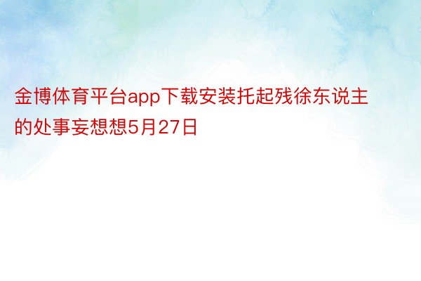 金博体育平台app下载安装托起残徐东说主的处事妄想想5月27日