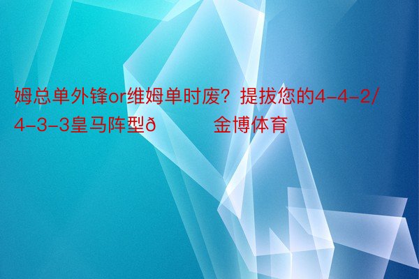 姆总单外锋or维姆单时废？提拔您的4-4-2/4-3-3皇马阵型👇金博体育