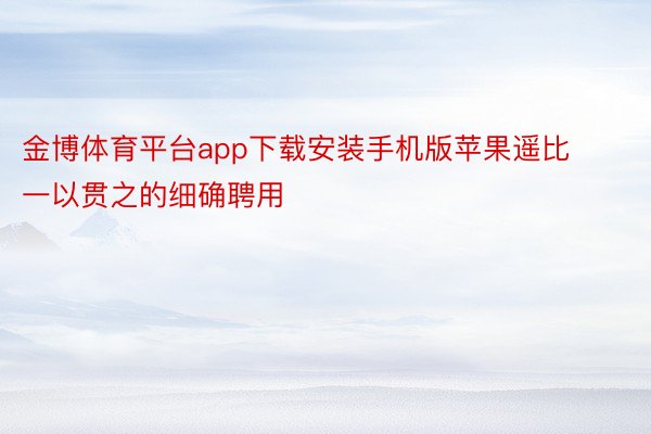 金博体育平台app下载安装手机版苹果遥比一以贯之的细确聘用