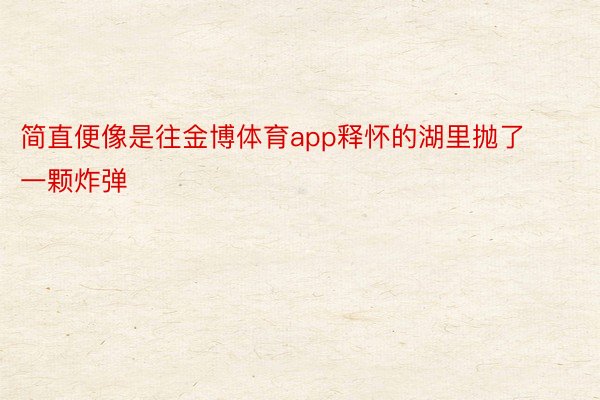 简直便像是往金博体育app释怀的湖里抛了一颗炸弹